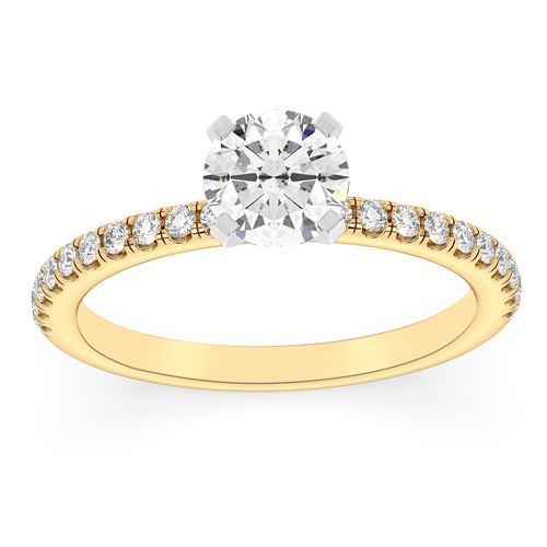 French Pave 1.28 ct tw Lab Grown Diamond Engagement Ring F / VS1 in 14k Two-tone Gold