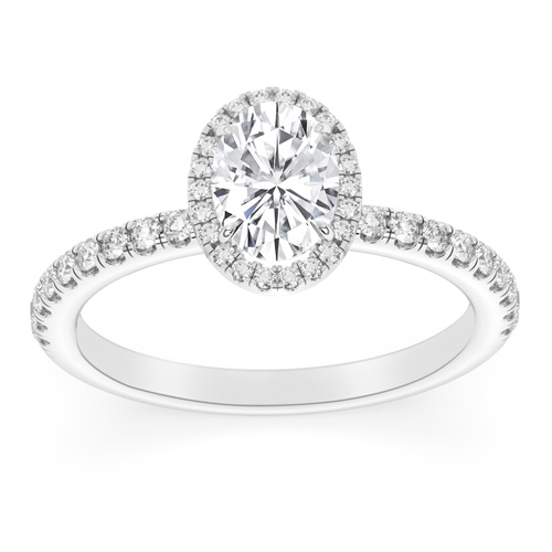 1.37 ct tw Oval-cut Halo Lab Grown Diamond Engagement Ring F / VS1 in 14k White Gold
