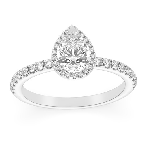 1.37 ct tw Pear-cut Halo Lab Grown Diamond Engagement Ring F / VS1 in 14k White Gold