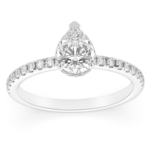 1.35 ct tw Pear Lab Grown Diamond Crown Engagement Ring F / VS1 in 14k White Gold