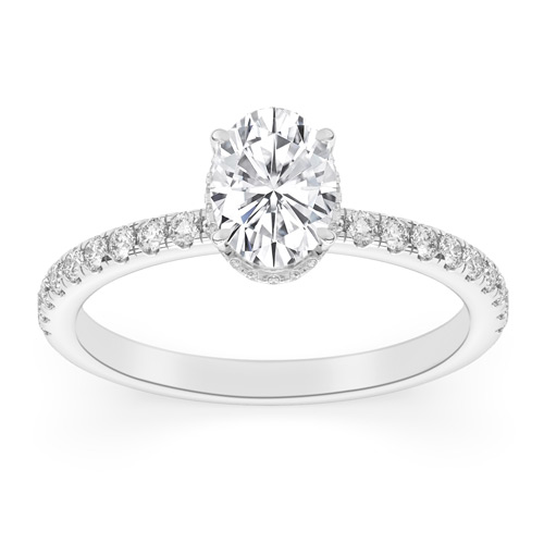 1.35 ct tw Oval-cut Lab Grown Diamond Crown Engagement Ring F / VS1 in 14k White Gold