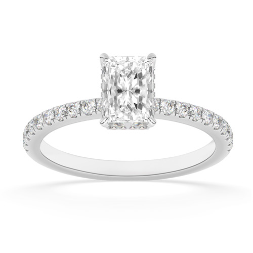 1.35 ct tw Radiant-cut Lab Grown Diamond Crown Engagement Ring F / VS1 in 14k White Gold