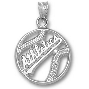 Sterling Silver 5/8in Oakland Athletics Baseball Pendant