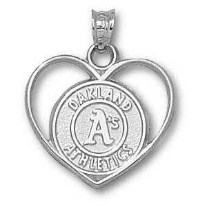 Oakland Athletics 3/4in Sterling Silver Heart Pendant
