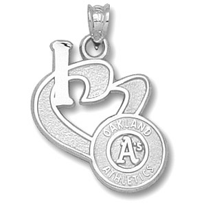 Sterling Silver 3/4in I Love the Oakland A's Pendant