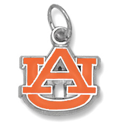 Auburn Tigers 3/8in Sterling Silver Enamel AU Pendant
