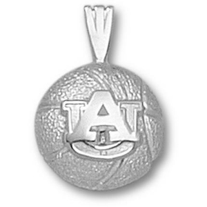 Auburn Tigers 1/2in Sterling Silver Basketball Pendant