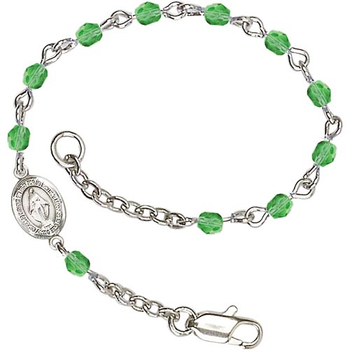 Silver-plated Brass Kids' Miraculous Medal Peridot Crystal Bracelet