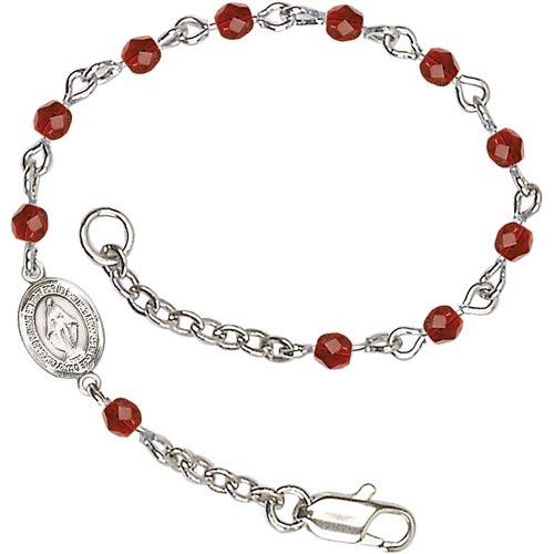 Silver-plated Brass Kids' Miraculous Medal Ruby Crystal Bracelet