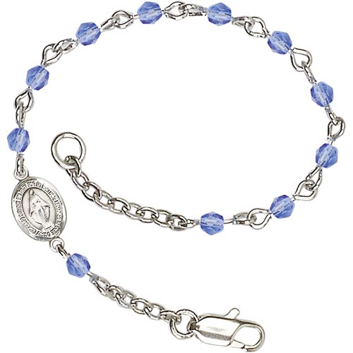 Silver-plated Brass Kids' Miraculous Medal Sapphire Crystal Bracelet