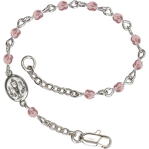 Silver-plated Brass Kids' First Communion Zircon Crystal Bracelet