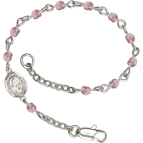 Silver-plated Brass Kids' Miraculous Medal Zircon Crystal Bracelet