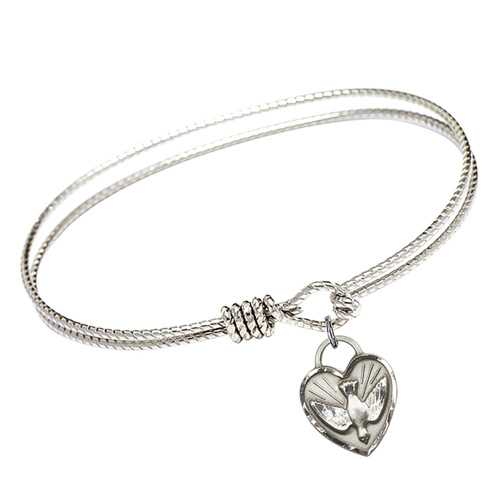 Confirmation Heart Charm on 7 1/4in Brass Bangle Bracelet