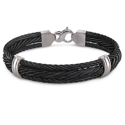 Edward Mirell 8in Black Titanium Triple Cable Bracelet