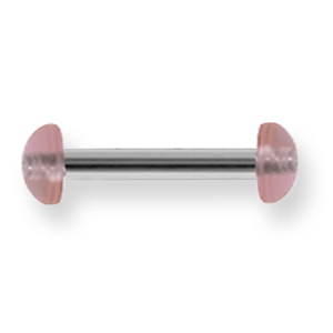 Acrylic Pink Half Balls Straight Barbells 10 Gauge 5/8in