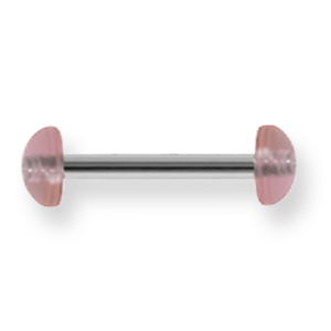 Acrylic Pink Half Balls Straight Barbells 12 Gauge 5/8in