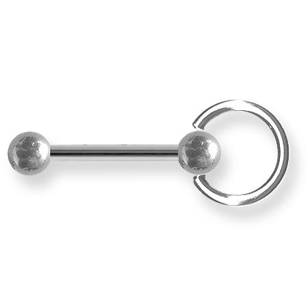 Stainless Steel Barbell with Enslaved Ring 12 Gauge 5/8in Long