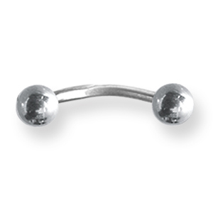 Externally Threaded Stainless Steel Curved Barbell 14 Gauge 1/2in Long