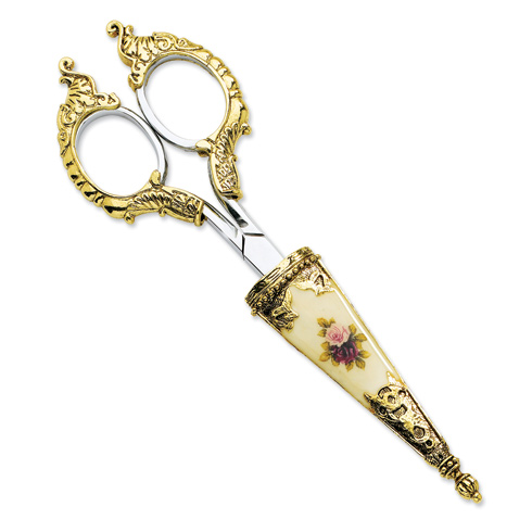 Small Brass-tone 1.5in Blades Floral Manor House Scissors