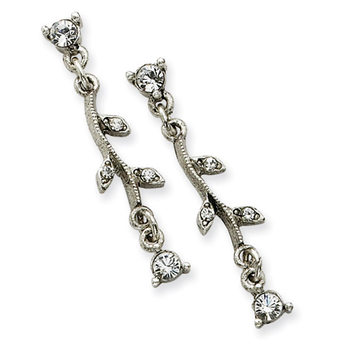 Silver-tone Crystal Vine Post Earrings