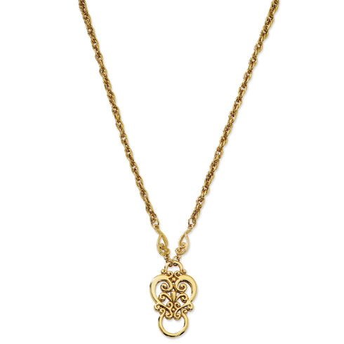 Gold-tone Fancy Scroll Eyeglass Holder 28in Necklace