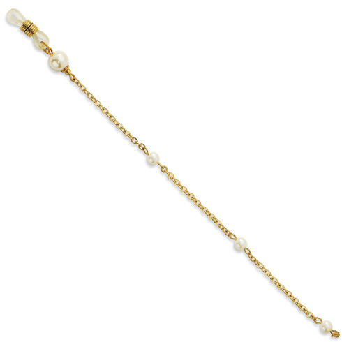 Cultura Glass Pearl Eyeglass Holder Gold-tone 30in Chain