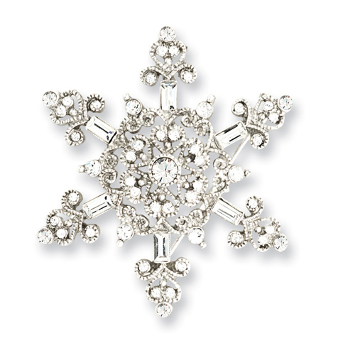 Silver-tone Crystal Snowflake Pin