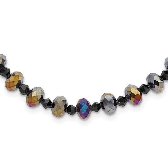 Black-plated Aurora Borealis Black Crystal 16in Necklace