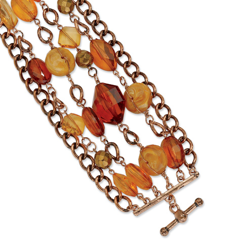 Copper-tone Multicolor Crystal 7.25in Bracelet