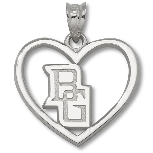 Bowling Green State Falcons 5/8in Sterling Silver Heart Pendant