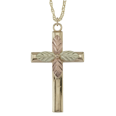 10kt Black Hills Gold 1in Cross with 18in Chain