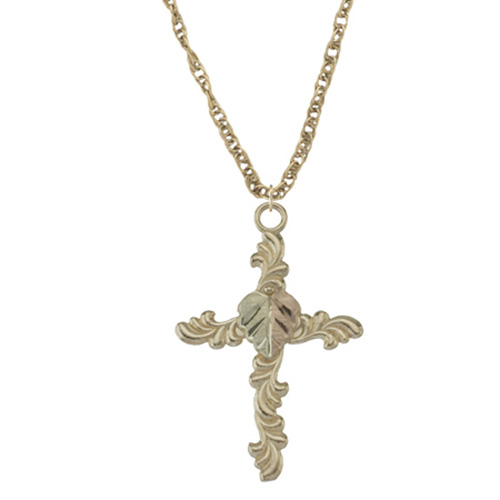 10k Black Hills Gold Cross Necklace