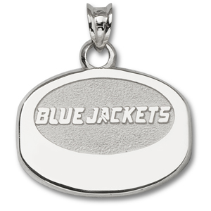 Columbus Blue Jackets 1/2in Puck Pendant Sterling Silver