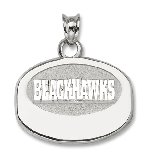 Sterling Silver 5/8in Chicago Blackhawks Puck Pendant