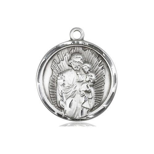 Sterling Silver St Joseph Disc Medal 1in