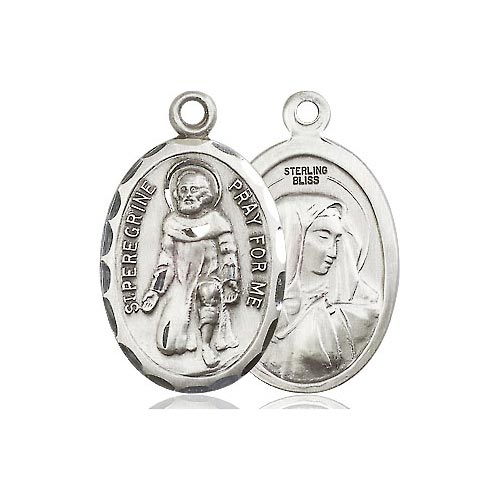 Sterling Silver Oval St Peregrine Medal 1in
