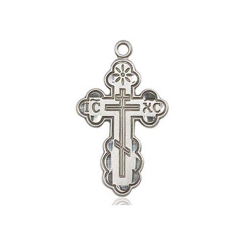 Sterling Silver 7/8in Orthodox Cross Pendant