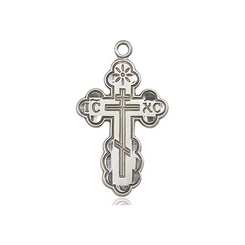Sterling Silver 7/8in Orthodox Cross Pendant