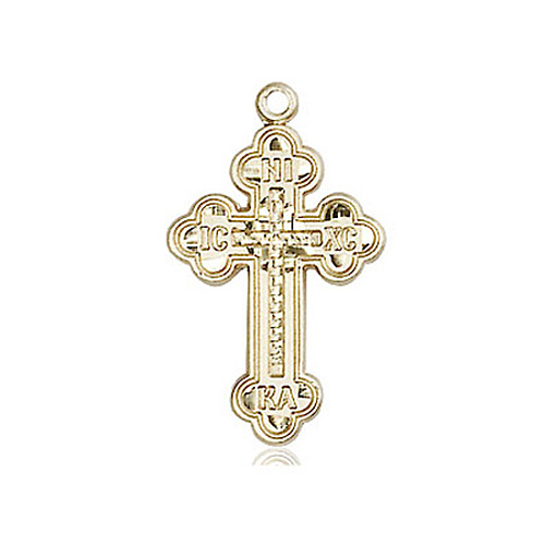 14k Yellow Gold IC XC NIKA Orthodox Cross 7/8in