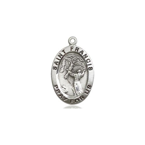 Sterling Silver Oval St Francis Medal 3/4in