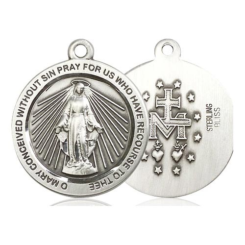 Sterling Silver 1in Round Miraculous Medal