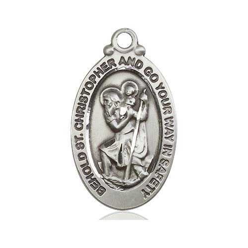 Sterling Silver 1 1/8in Behold St Christopher Medal