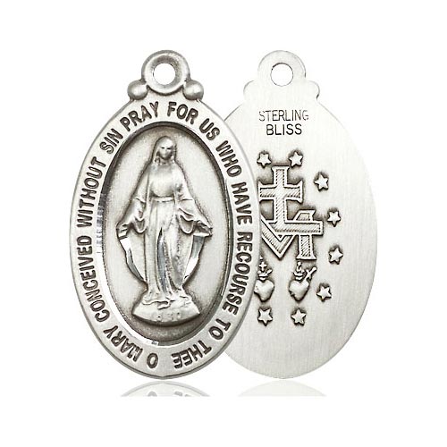 Sterling Silver 1 1/8in Miraculous Medal