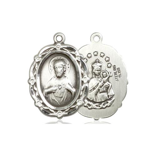 Sterling Silver Scapular Medal with Wreath Border 7/8in