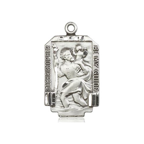 Sterling Silver St Christopher Be My Guide Medal 1in