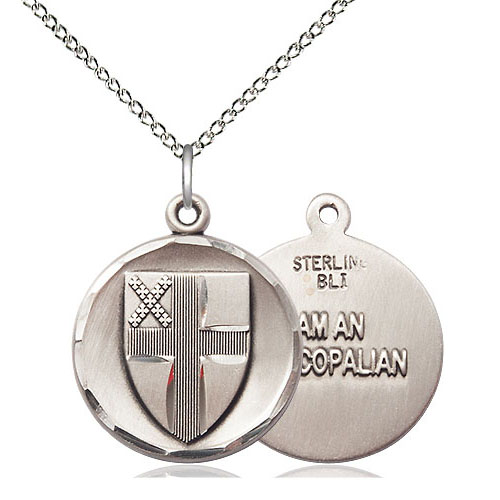 Sterling Silver 3/4in Episcopal Symbol Medal & 18in Chain