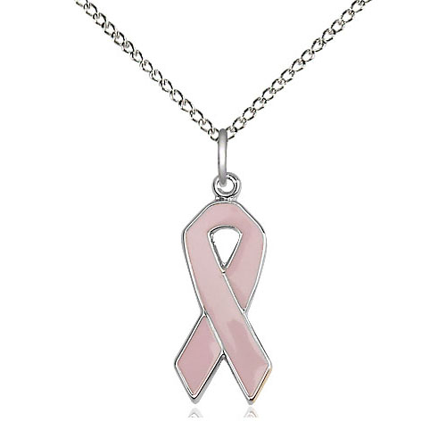 Sterling Silver Cancer Awareness Pink Ribbon Necklace