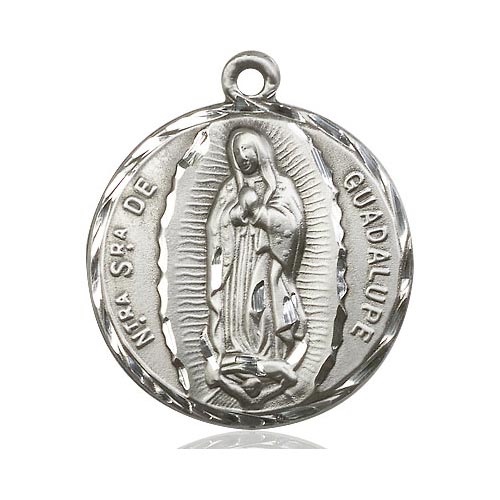 Sterling Silver 1 1/4in Round Our Lady of Guadalupe Medal