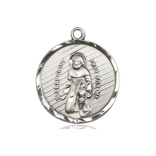 Sterling Silver Round St Peregrine Medal 7/8in