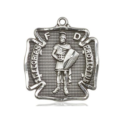 Sterling Silver Fire Department St Florian Medal 1 1/8in 